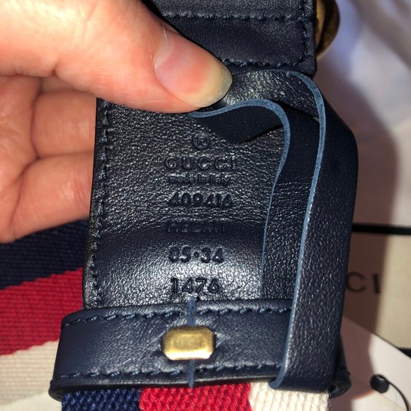 Gucci Striped Canvas and Leather Belt - Picture 3 of 5